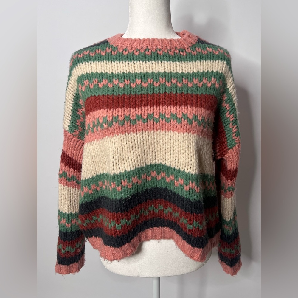 Multicolor Striped Chunky Knit Women's Sweater